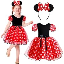 Mini Mouse Kostüm Für Mädchen 2-9 Jahre – Mit Kleid & Ohren-Harreif, Für Karneval & Geburtstag