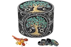 Lotvic Grinder, 63mm(2.5 ") Macinino Polline, Macinino Erbe, Realizzato in Lega di Zinco, Vintage Macinino Metallo per Spezie Erbe Polline e Vaniglia con Raschietto per Polline (Tree Design)