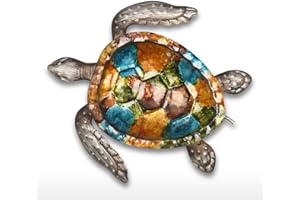 Tooarts Sea Turtle Wall Art Metal Wall Hanging Sculpture Home Decoration Colorful Coast Ocean Sea Animal Sculpture
