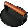 Firsgrill Burger Press 7.08" Round,Heavy-Duty Cast Iron Smash Burger Press Meat Steak With Wood Handle for Blackstone Camp chef Pitboss Weber Griddle Grills(Round)