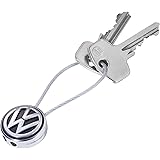 TROIKA Portachiavi con logo VW LOOP VOLKSWAGEN – Passante filo – Smaltato metallo pressofuso – Cromato – Nero Argento, argent
