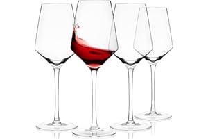 Sipour Juego de 4 Copas de Vino de 440 ml - Regalo Ideal, Juego de Copas para Vino Tinto y Blanco - Copas Vino Cristal Diseño Resistente y Elegante - Copas Vino Accesorios para Vino