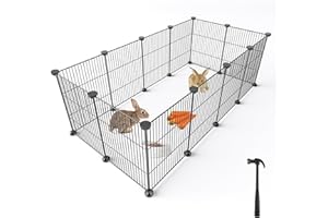 FUNLAX Recinto per Cani da Interno Esterno, Gabbie per Taglia Piccola Animale Domestici, Recinto per Cani Cuccioli Conigli Gattini Portabile, Recinzione in Filo Metallico Cifrata 40x30cm 12 Pz Nero