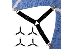 UV STYLISH 4 Stück Bettlakenspanner, Elastische Spannbettlakenhalter Bettlakenspanner Verstellbar mit Metallklammern für die Ecken von Bett, Matratze oder Sofa (Schwarz)