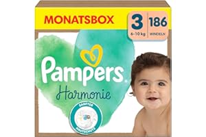 ‎PAMPERS Pampers Harmonie Windeln Größe 3, 186 Windeln, 6kg-10kg, sanfter Hautschutz mit 100Prozent Pampers Schutz
