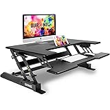 Duronic Sit-Stand Desk DM05D1 [BLACK] | Height Adjustable Office Workstation | 92x56cm Platform | Raises 16.5-41.5cm | PC Com