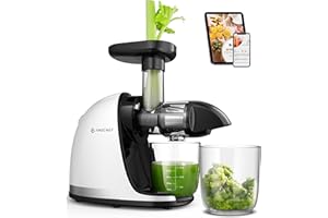 Exprimidor Lento AMZCHEF – Exprimidor Silencioso con Función Reversa para Frutas y Verduras | Incluye Jarra y Cepillo de Limpieza (150 W, Blanco)