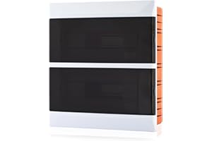 Lion Electric Armario de 2 filas, caja de fusibles de 24 módulos, color blanco, para interruptor de instalación eléctrica IP40, caja de distribución con riel y puerta transparente para todos los