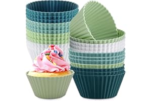 HAIERDIDI Stampo in silicone per muffin, 24 pezzi, riutilizzabili, antiaderente, senza BPA, per cupcake, in silicone, 4 colori