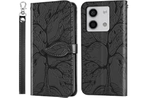 Rostsant Funda para Xiaomi Redmi Note 13 5G Árbol en Relieve Carcasa de Cuero PU Xiaomi Redmi Note 13 5G Cartera Magnético Funda Teléfono Billetera para Xiaomi Redmi Note 13 5G Negro