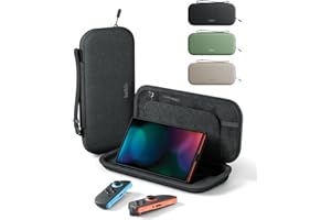 Belkin Gaming Pochette de transport pour Nintendo Switch 2 (compartiments pour AirTag et cartes de jeux, étui léger et portable avec coque de protection et revêtement intérieur doux au toucher, gris)