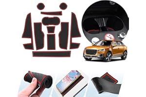 ZCLINKO Tappetini in Gomma Compatibile con Audi Q2 S Line 2017-2023 2024 Tappetino Antiscivolo per Console Centrale, Portabicchieri,Auto Tuning Accessori Interni 11 pezzo(Rosso)