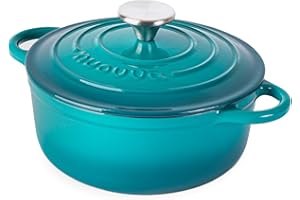 Casseruola in Ghisa Smaltata, Pentola Olandese Antiaderente con Coperchio, Induzione/Gas/Forno, Cottura Omogenea – 2.1 Liter 20cm Turchese – da Nuovva