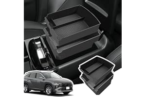 LANGBEAN 2Pcs Apoyabrazos Organizador para Hyundai Tucson NX4 2025 2026, Caja Almacenamiento Consola Central con Alfombrillas, Bandeja de Reposabrazos para Tucson NX4 (Transmisión Electrónico)
