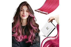 RUNATURE Extensiones Adhesivas Pelo Humano Rosa 14 Pulgadas Remy Tape in Extensions Humano #Rosa Extensiones Adhesivas Remy Cabello Natural 20g