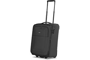 REDOLZ Handgepäck Kabinen-Koffer | Kleiner Cabin 2-Rollen Trolley, Zahlen-Schloss | 37 x 25 x 55 cm, leicht 2,4 kg | mit Dehnfalte erweiterbar für Damen & Herren (Essentials 12)