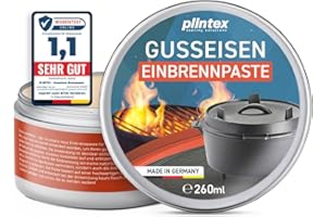 ‎PLINTEX PLINTEX® Einbrennpaste 260ml mit Traubenkern-Öl für Dutch-Oven, Grillrost, Gusseisen Pflege, Zubehör - Grill Einbrenn-Paste, Pflegepaste für Patina gegen Anhaften & Rost