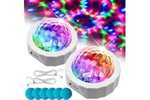 VEGENA Mini Discokugel Licht, 2 Stück 5V Mini Discolicht Partylicht, Tragbar Mini Auto Disco Lichter, LED DJ Partylicht, Stimmgesteuertes USB Disco Stimmungslicht Batterie Für Parties Geburtstag Club