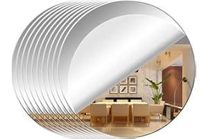 LEIKEDUN 10 Pièces Miroir Mural Autocollant pour Salon decoratif Acrylique, Miroir Rond Plaque Autocollant Miroir, Miroirs Collant Muraux Flexible Miroire Deco pour Salle de Bain, Salon, Chambre (Rond 10cm)