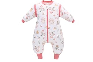 LAT LEE AND TOWN LAT Saco de Dormir con Pies 2.5 TOG, Saco de Dormir de Invierno con Piernas y Mangas Desmontables, 100% Algodón para Bebé