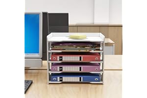 PUNCIA 5-poziomowa taca na papier A4, organizer na biurko, biały uchwyt na dokumenty, do biura, na listy, sortownik, dokumenty, notebooki, stojak do przechowywania do domu, biura, szkoły, klasy