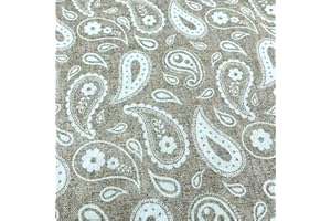 Kt KILOtela - Tela de loneta Estampada - Retal de 100 cm Largo x 280 cm Ancho | Cachemir - Blanco, Beige ─ 1 Metro