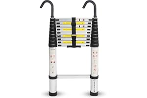 NORTHERN STONE Scala Telescopica 2,6 m Scala a Soppalco Multiuso in Alluminio Allungabile, Pieghevole e Portatile, Carico Massimo 150kg/330lb, Gradino Regolabile, EN131 (2,6 m)