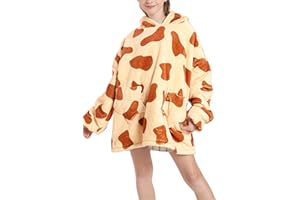 Shamdon Home Collection Long Kids Oversized Blanket Hoodie,Wearable Blanket Sweatshirt for Girls Boys, Sherpa FLeece Hooded Pullover with Pocket for Children Teens Aged 5-15