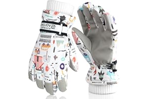 CLOPAE Dziecięce rękawiczki zimowe, wiatroszczelne, ciepłe rękawice narciarskie, termiczne, wodoodporne, śnieg, kreskówka, rękawice dziecięce, do jazdy na rowerze, dla 3-12 dzieci, chłopców i