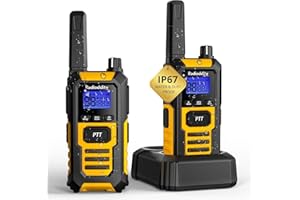 Radioddity HD-1 IP67 Walkie Talkies for Adults, Waterproof & Dustproof Floating Rugged PMR446 Two-Way Radios, 2400mAh Battery, SOS, One-key Group Call for Industrial, Outdoor Adventures, 2-Pack