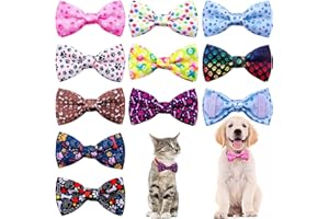 BIPY 10 Pack Small Dog Bow Ties Paw Print Dogs Bowties Slip on Collar Pet Charms for Medium Puppy Cat Kitten Party Festival Birthday Gift Wedding Pets Grooming Supplies Accessories(Small)