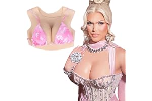 SUAFAXNG Silicone Breasts Round Collar Silicone Breastplate B-G Cup Fake Breasts for Crossdresser Mastectomy Transgender