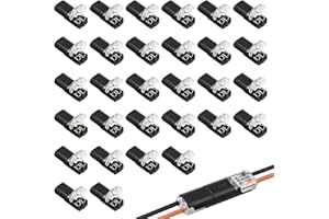 BOULESENM 30PCS Connecteur Etanche 2 Fils,Connecteur Electrique Etanche 12v,Raccord Electrique Etanche,Connecteur Automobile,Adaptés aux Câbles 18-22 AWG, pour Éclairage LED et Électronique Automobile