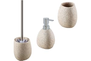 iubihome - Juego Accesorios de Baño Color Arena, Kit de 3 Piezas, Set de Baño Completo, Conjunto Accesorios para Cuartos de Baño Modernos