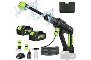 BILIVRY Hidrolimpiadora,Limpiadora Bateria Alta Presion,28 Bar/406 Psi Con 2 Baterías, Boquilla 6 En 1, Vaso De Espuma, 40 Cm/16 Pies, Para Limpieza De Patios Y Lavado De Autos