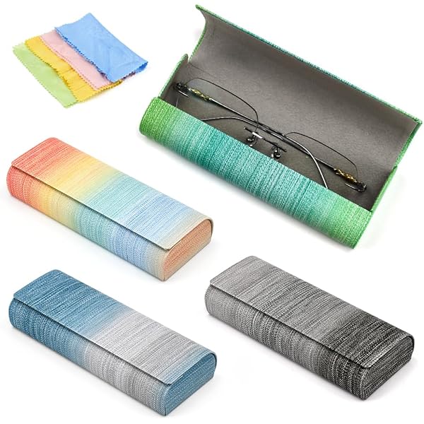 Fhioevt 4 Pièces Etui Lunettes Rigide Portable Étuis à Lunettes De Mode Étui Lunettes Cuir PU Boite A Lunette Avec Fermeture Magnétique Pour Femme Homme Myope Presbytie Soleil Lunettes (4 Couleurs