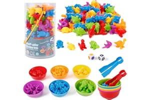 Victse Jeux Montessori 2 3 4 5 Ans, Jouet pour Comptage et Tri, Jeu de Tri Motricité Fine Jouet Educatif Enfants Classification des Couleurs (Dinosaure)