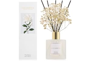 COCORRÍNA Diffusore Profumo Ambiente 200ml con 8 Bastoncini, Gardenia, Oli Essenziali Naturali per Un Profumo Lungo e Rinfrescante, Fragranza per Casa, Soggiorno, Bagno e Decorazione