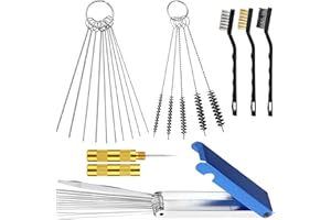 XICIKI 32Pcs Carburetor Cleaning Kit, Airbrush Cleaning Kit, Carbon Dirt Jet Remove Cleaner, Carburetor Jet Cleaning Tools, 10 Cleaning Needles/5 Nylon Brushes/13 CleaningWires/1 Sharpen Pick Tool/3 Brushes