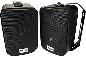 Loops 120W 5” Active Bluetooth Wall Speakers – Pair of Black Stereo Wireless Music Streaming Speakers – Bookshelf or Wall Mounted – Loud Bass Gym/Bar Audio Home Entertainment System