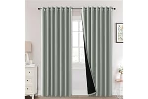 H.Versailtex 100% Blackout Curtains, Thermal Insulated & Warm Protecting Curtains Eyelet for Living Room, Bedroom,90 x 90 Inch,2 Panels,Sage Green Curtains