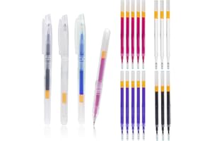 CREAWONDER 4 Heat Erasable Pens for Fabric Markers, Cloth Marking Pens with 16 thick Refills for Sewing Quilting, Heat disappearing Ink Pen for Dressmaking, Tailors Sewing Chalk Pencils