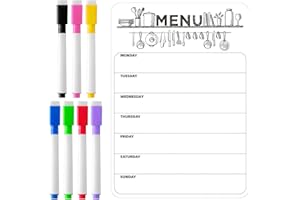UNILLEA Magnetic Weekly Planner A4 with 7 Coloured Pens, Reusable Meal Planner Board and Magnetic Whiteboard for Fridge, Dry Erase Weekly Planner Whiteboard for Notes Shopping Lists and Reminders