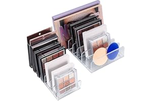 WANGLAOWU 2 organizery do cieni do powiek, akrylowe organizery na palety, tworzywo sztuczne z 7 przegródkami, przechowywanie makijażu, pojemnik na kosmetyki, uchwyt na paletę do łazienki, blatu roboczego, S+L