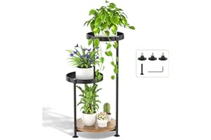 LyTaispuly 3 Etagen Metall-Pflanzenständer Blumenständer, Tierd Corner Blumentreppe Indoor Pflanzenregal Outdoor, Blumenregal Pflanztisch für Wohnzimmer Blumentopf Balkon Garten Deko, schwarz