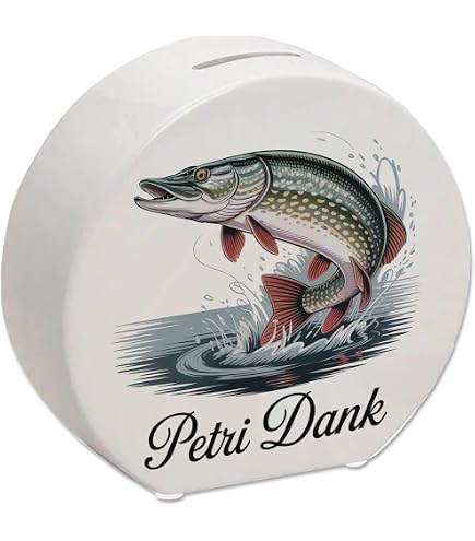 Spardose „Angler Petri Heil“ Mit Steckern – Ca. 18 Cm Hoch, Grün, Ideal Für Angler & Sammler
