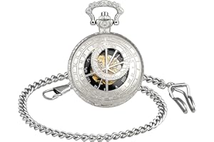 SUPBRO Vintage Orologio Da Tasca Meccanico in Acciaio Orologio da Uomo con Catena per il Regalo di Festa del Papà