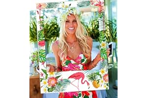 JeVenis Hawaiian Photo Props Flamingo Photo Frame Hawaiian Party Supplies for Tropical Hawaiian Luau Themed Party Supplies