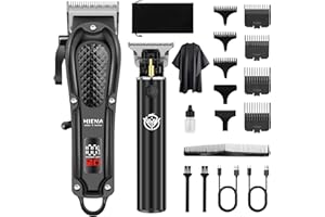 HIENA PRO Hair Clippers Men Professional Beard Trimmer Men for Barber Clippers Set Hair Cutting Machine and Hair Trimmer Set for Barber Kit Aechargeable Hair Cutting Kit with LED Display