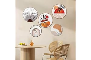 Detene 5 Pezzi Decorazioni Murali Legno Decorazione Murale Bohemian in Legno Decorazione Circolare della Parete per Da Casa Parete Agriturismo Soggiorno（Giallo）